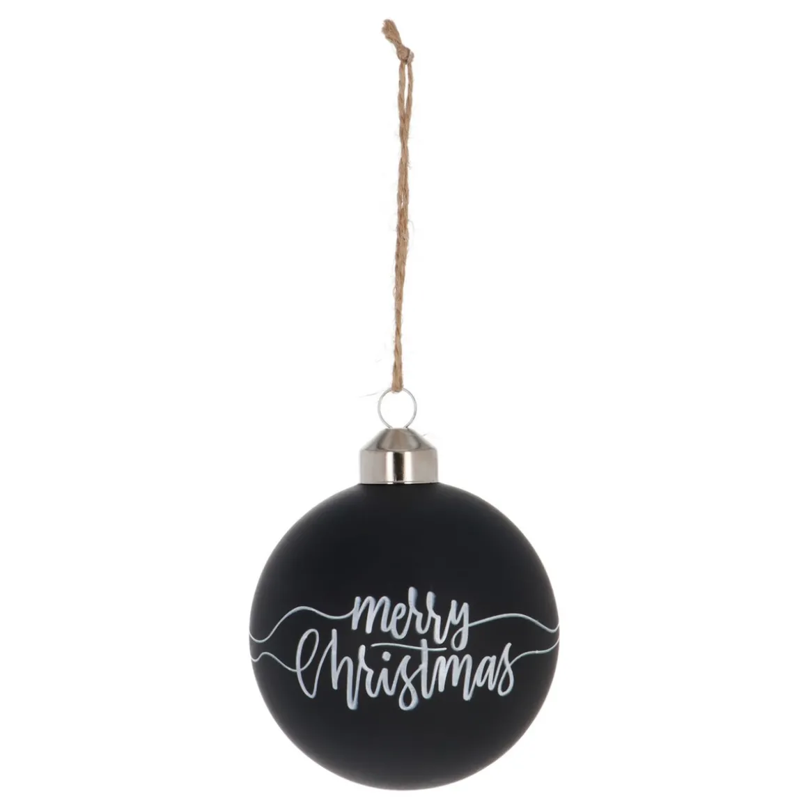 Zwarte Kerstbal 'Merry Christmas' Tekst