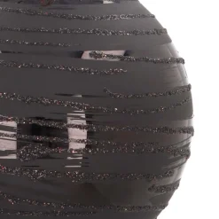 Zwarte Kerstbal Met Glitter Lijnen