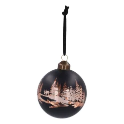 Zwarte Kerstbal Met Uitgesneden Winterlandschap