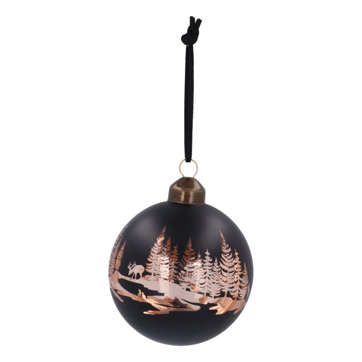 Zwarte Kerstbal Met Uitgesneden Winterlandschap