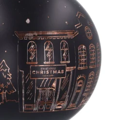 Zwarte Kerstbal Met Uitgesneden Huisjes