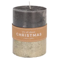 Zwarte Stompkaars Met Gouden Glitter | 10 Cm