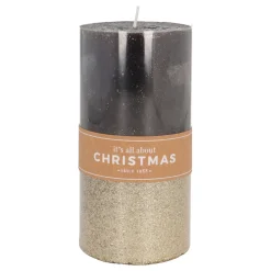 Zwarte Stompkaars Met Gouden Glitter | 15 Cm